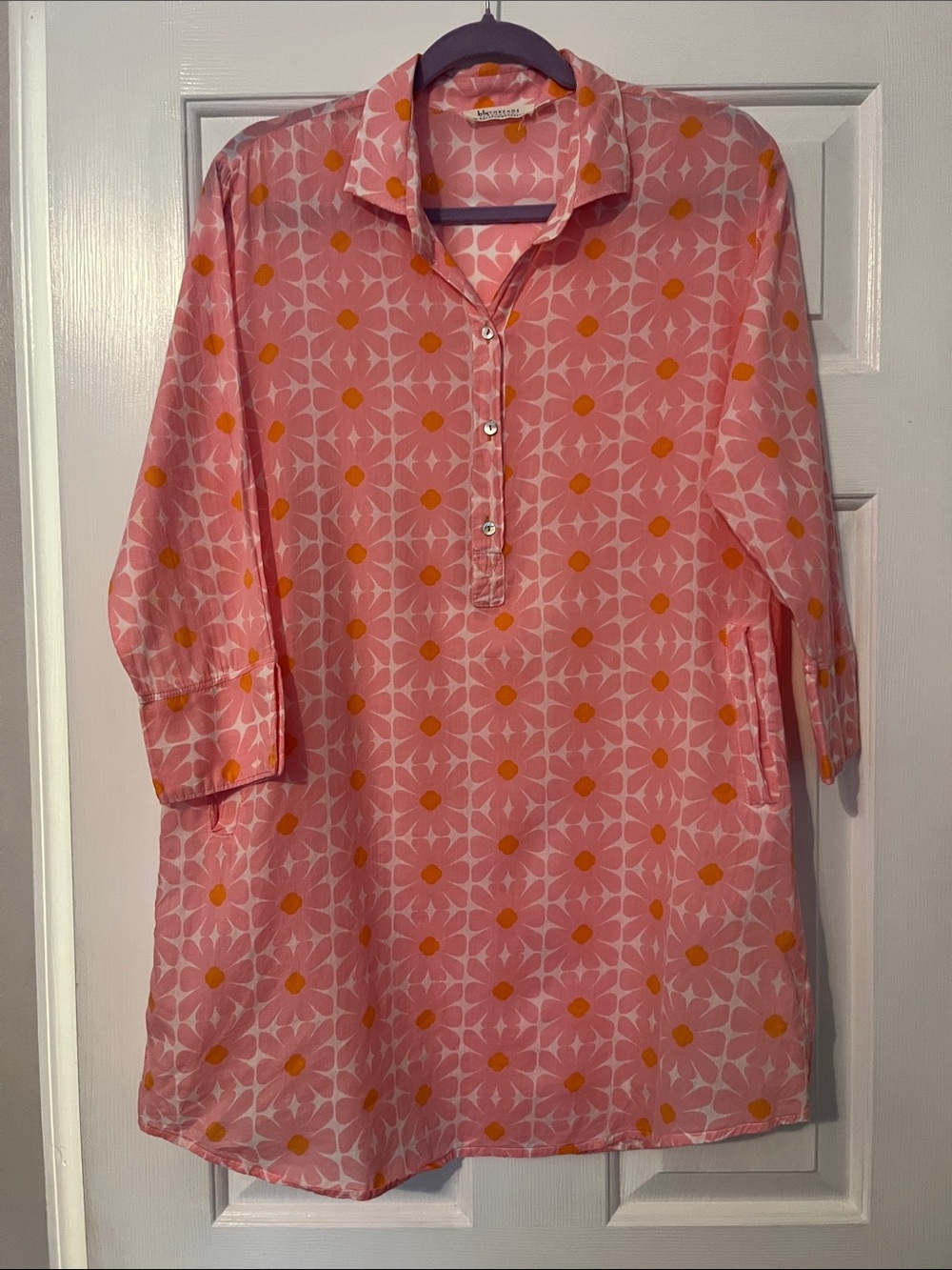 bluTHREADS by Rock Flower Paper Pink and Orange Floral Geometric Tunic